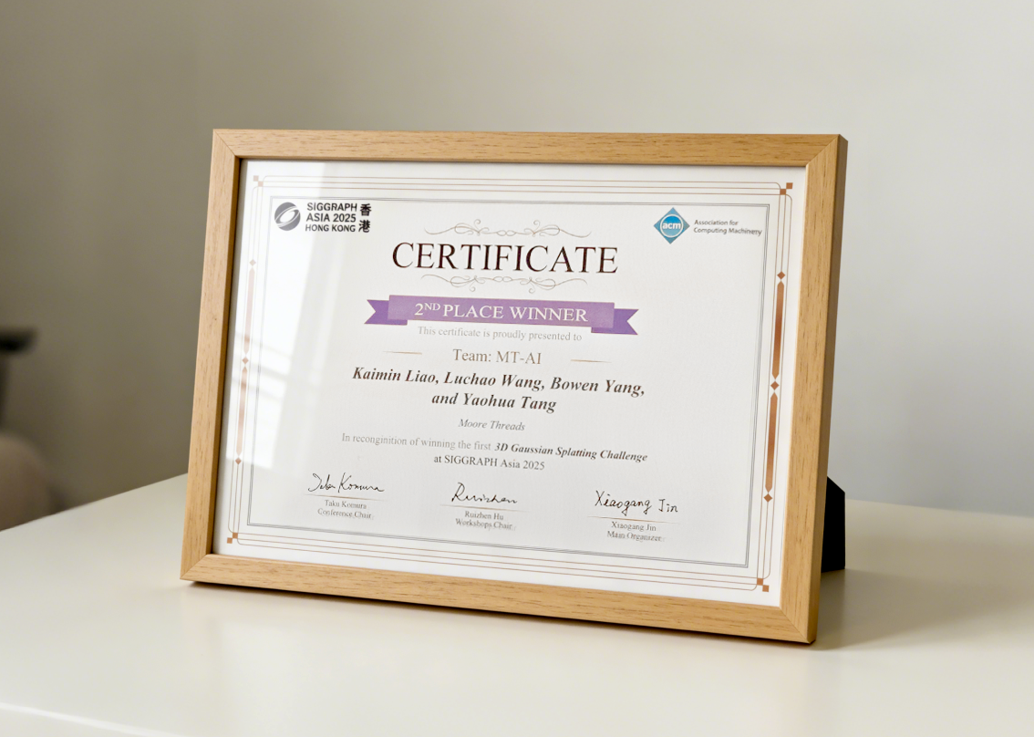 摩尔线程赢图形顶会3DGS挑战赛大奖  自研LiteGS全面开源（2025/12/17）